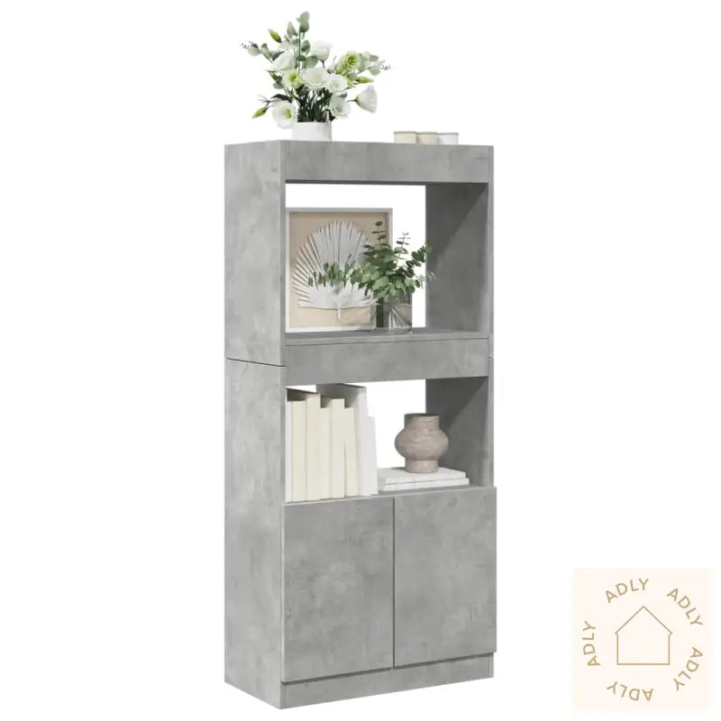 Highboard Betonggrå 63X33X140 Cm Konstruert Tre