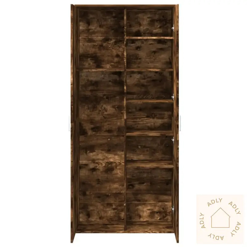 Highboard Røkt Eik 80X35X180 Cm Konstruert Tre