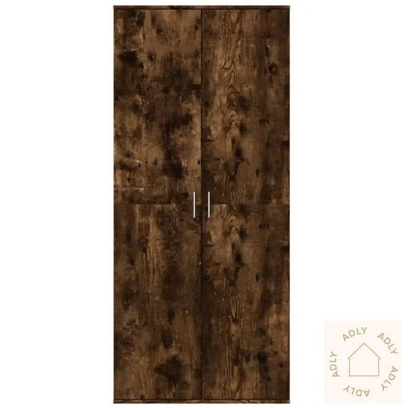Highboard Røkt Eik 80X35X180 Cm Konstruert Tre