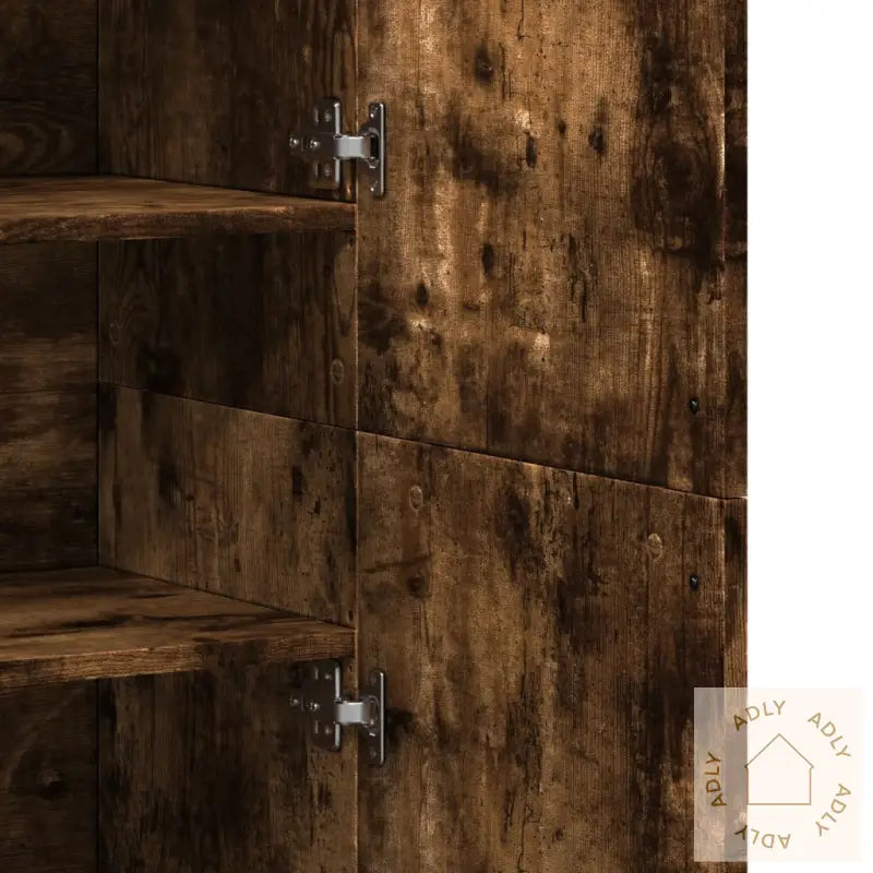 Highboard Røkt Eik 80X35X180 Cm Konstruert Tre