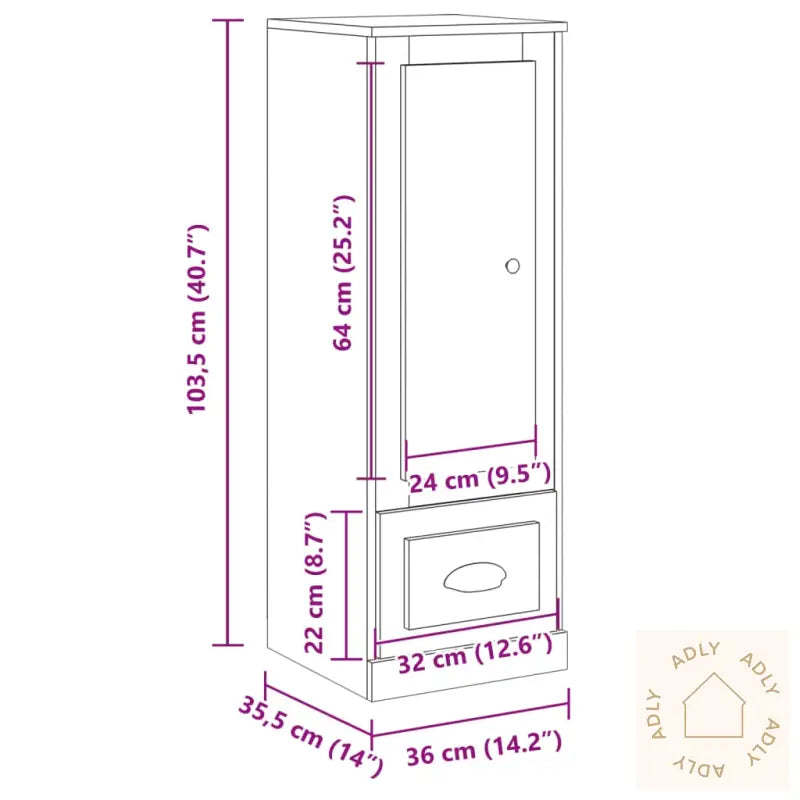 Highboard Artisan Eik 36X35,5X103,5 Cm Konstruert Tre