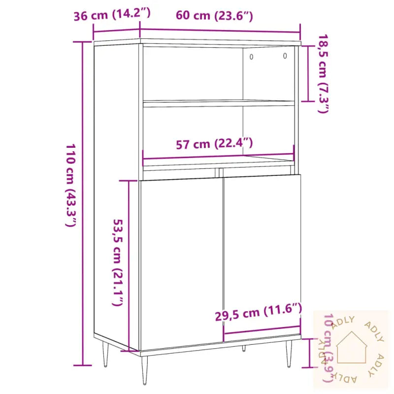 Highboard Artisan Eik 60X36X110 Cm Konstruert Tre