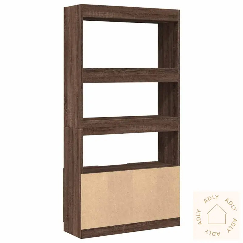 Highboard Brun Eik 92X33X180 Cm Konstruert Tre