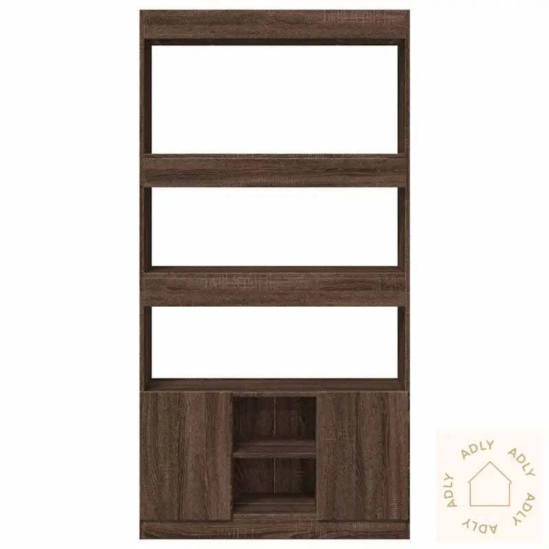Highboard Brun Eik 92X33X180 Cm Konstruert Tre