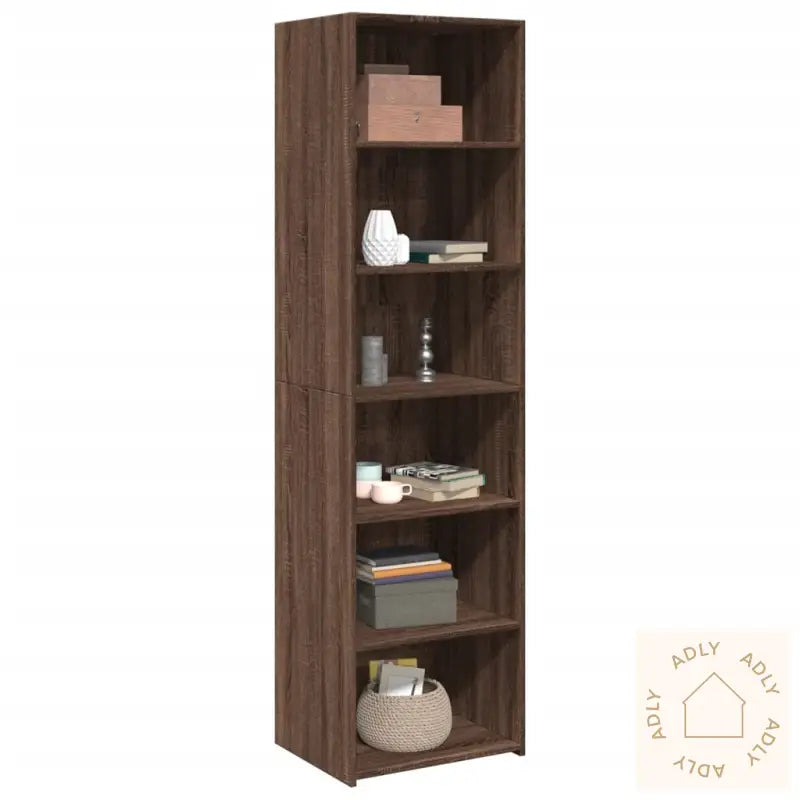 Highboard Brun Eik 50X41X185 Cm Konstruert Tre