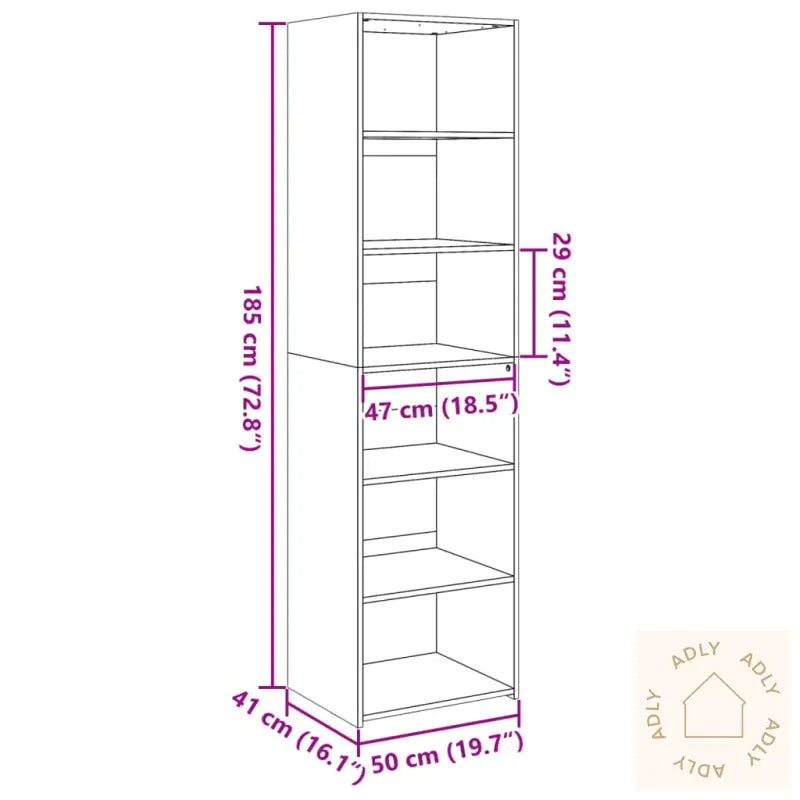 Highboard Brun Eik 50X41X185 Cm Konstruert Tre