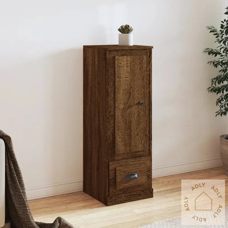 Highboard Brun Eik 36X35,5X103,5 Cm Konstruert Tre