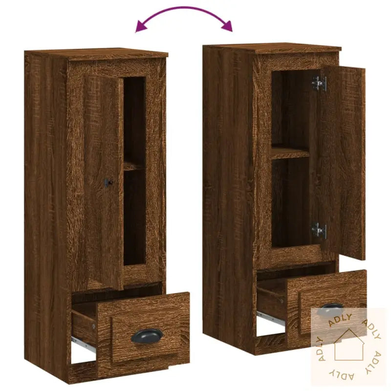 Highboard Brun Eik 36X35,5X103,5 Cm Konstruert Tre