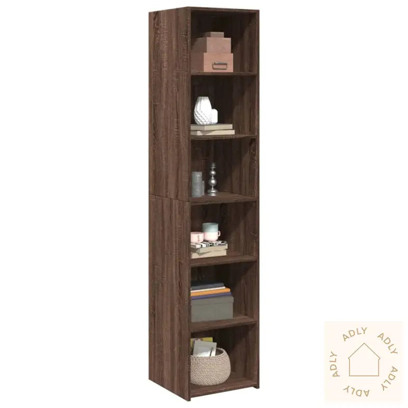 Highboard Brun Eik 40X41X185 Cm Konstruert Tre