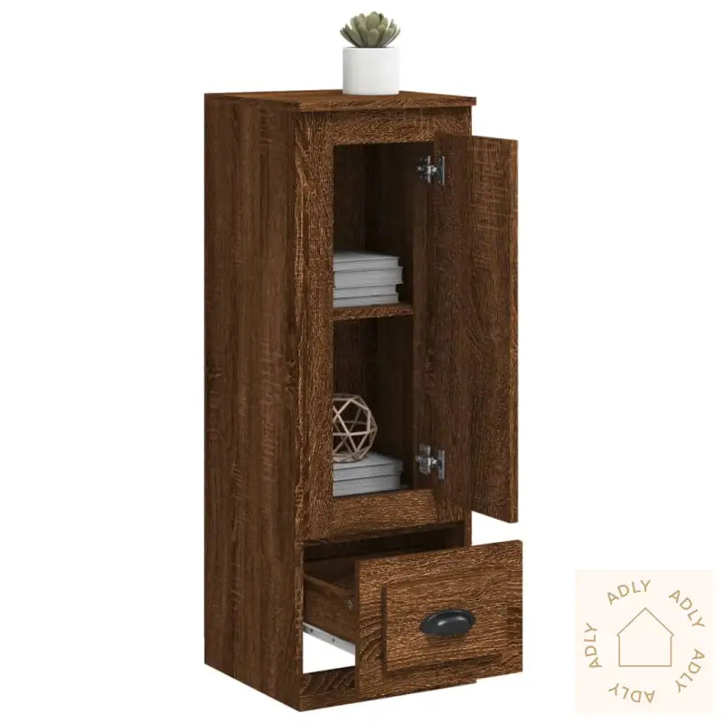 Highboard Brun Eik 36X35,5X103,5 Cm Konstruert Tre