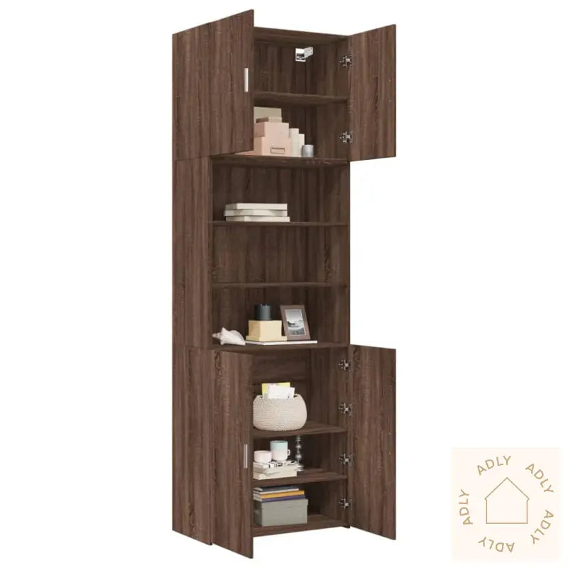 Highboard Brun Eik 80X42,5X249 Cm Konstruert Tre