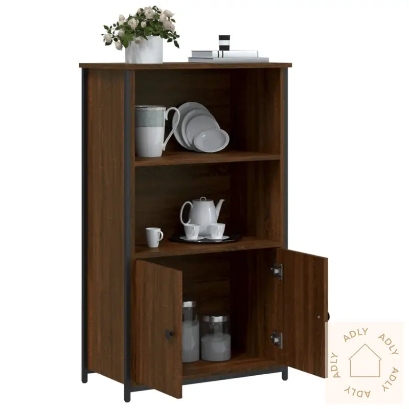Highboard Brun Eik 62X32X103,5 Cm Konstruert Tre