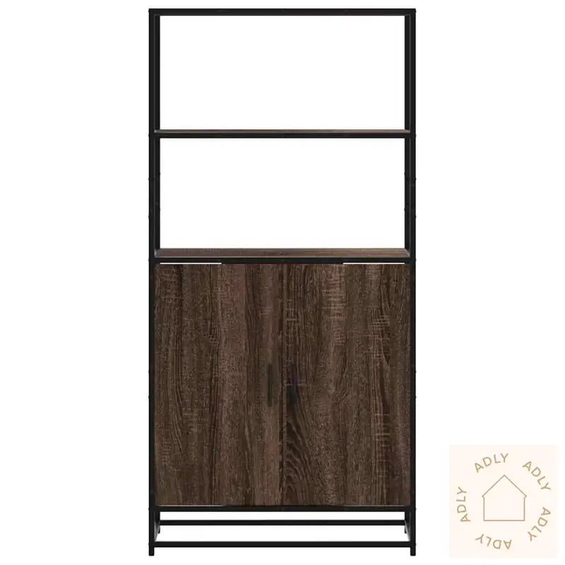 Highboard Brun Eik 68X35X139 Cm Konstruert Tre Og Metall
