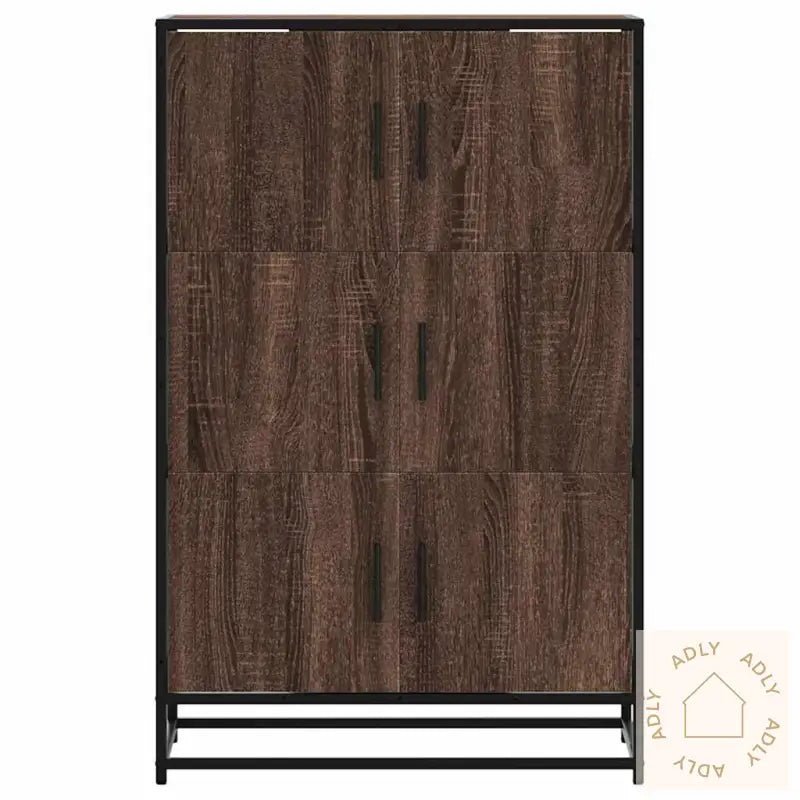Highboard Brun Eik 68X35X106,5 Cm Konstruert Tre Og Metall