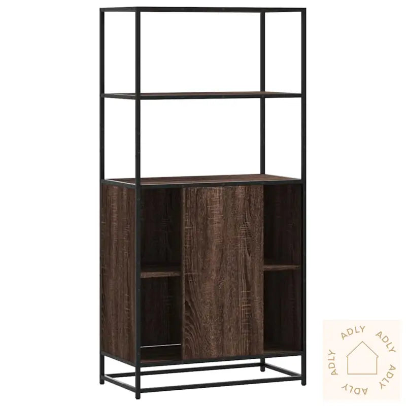 Highboard Brun Eik 68X35X139 Cm Konstruert Tre Og Metall