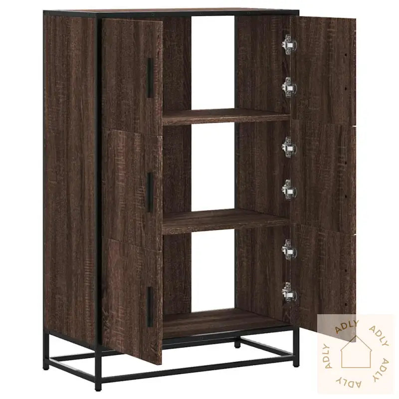 Highboard Brun Eik 68X35X106,5 Cm Konstruert Tre Og Metall