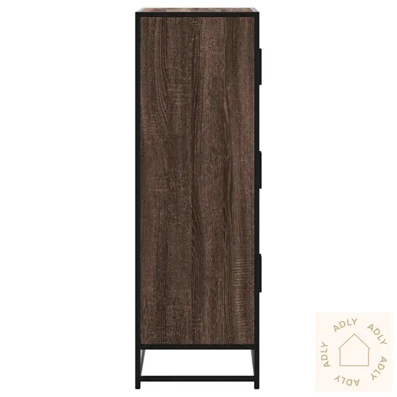 Highboard Brun Eik 68X35X106,5 Cm Konstruert Tre Og Metall