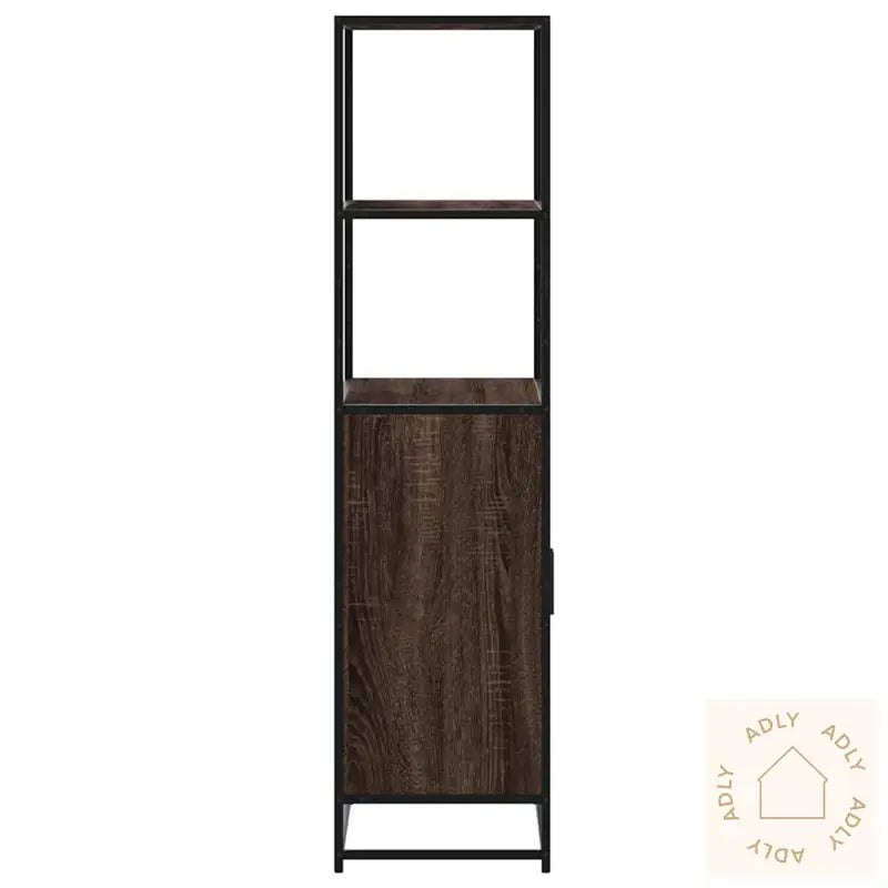 Highboard Brun Eik 68X35X139 Cm Konstruert Tre Og Metall