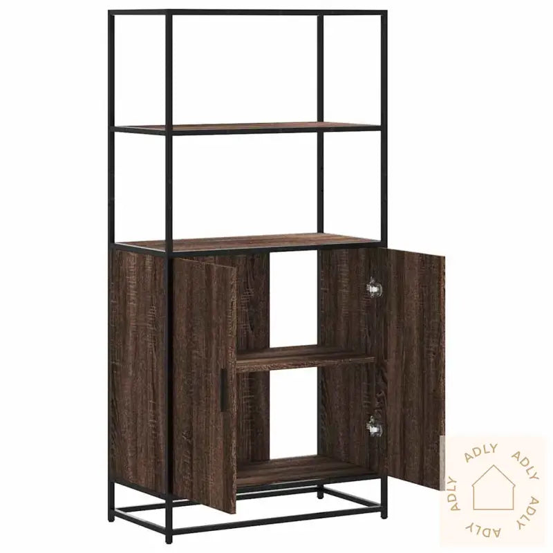 Highboard Brun Eik 68X35X139 Cm Konstruert Tre Og Metall