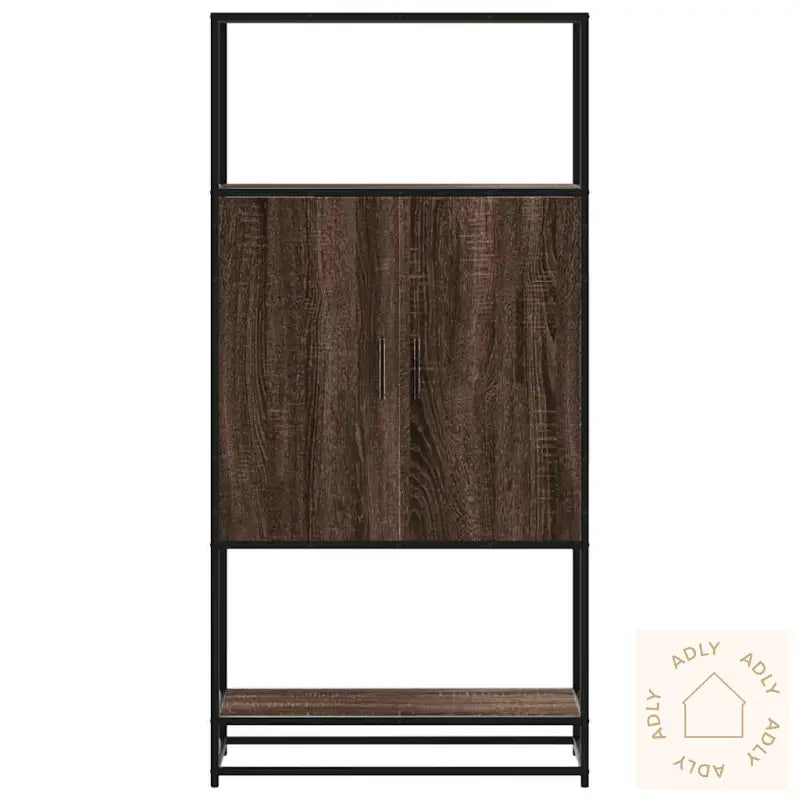 Highboard Brun Eik 68X35X139 Cm Konstruert Tre Og Metall