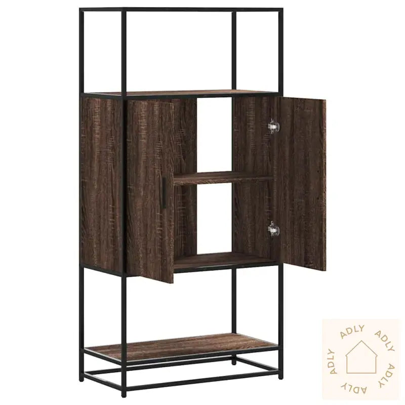 Highboard Brun Eik 68X35X139 Cm Konstruert Tre Og Metall
