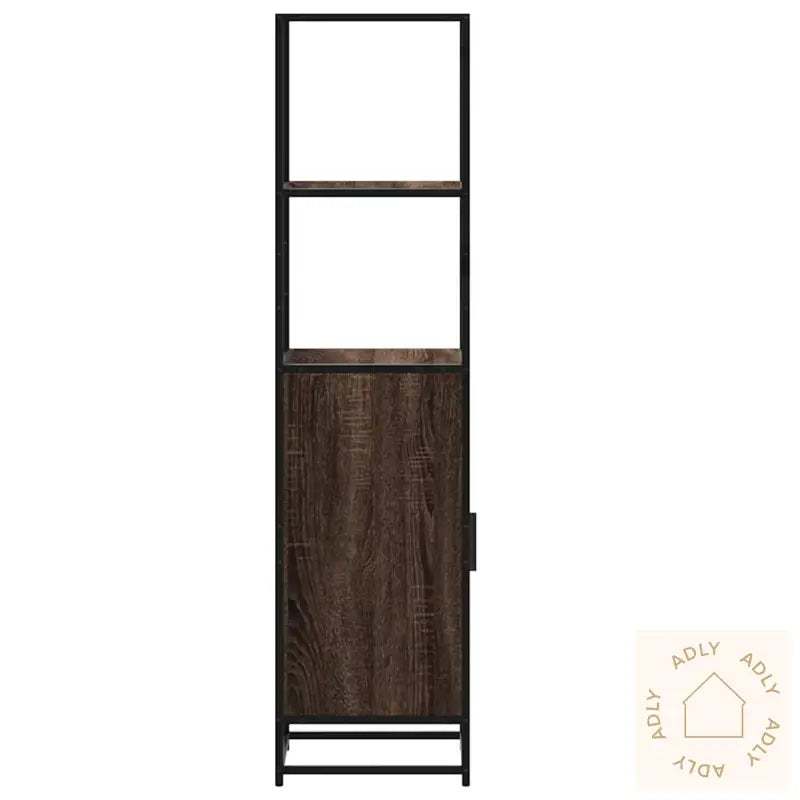 Highboard Brun Eik 35,5X35X139 Cm Konstruert Tre Og Metall