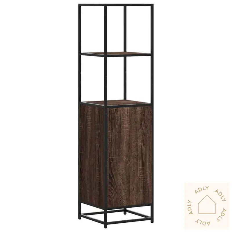 Highboard Brun Eik 35,5X35X139 Cm Konstruert Tre Og Metall