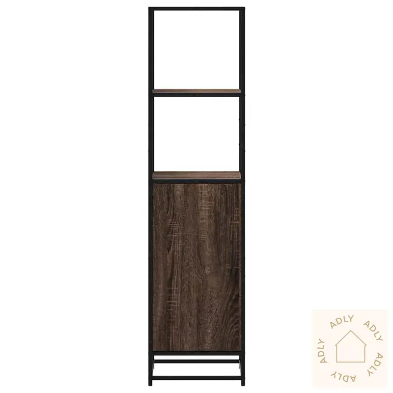 Highboard Brun Eik 35,5X35X139 Cm Konstruert Tre Og Metall