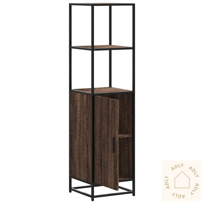 Highboard Brun Eik 35,5X35X139 Cm Konstruert Tre Og Metall