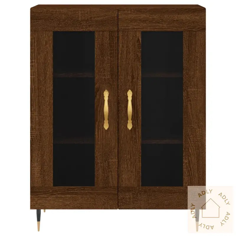Highboard Brun Eik 69,5X34X180 Cm Konstruert Tre
