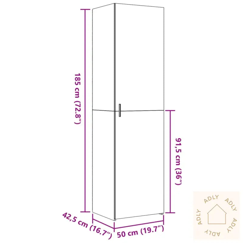 Hylle Brun Eik 50X42,5X185 Cm Konstruert Tre