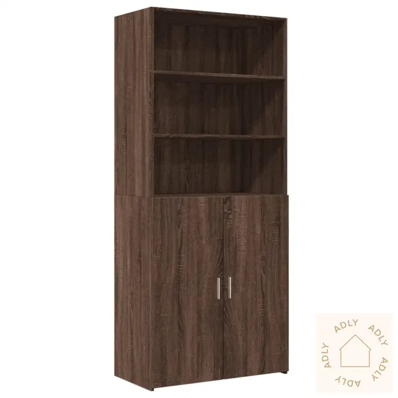 Highboard Brun Eik 80X42,5X185 Cm Konstruert Tre
