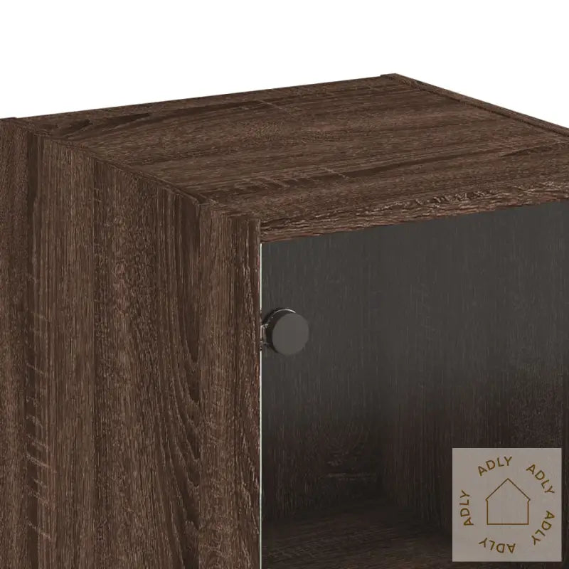 Highboard Med Glassdører Brun Eik 35X37X142 Cm