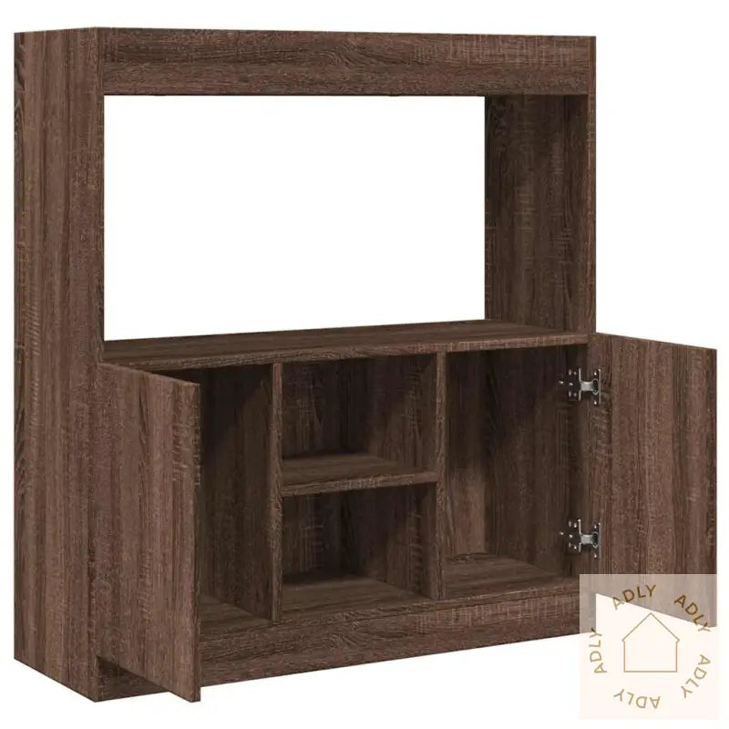 Highboard Brun Eik 92X33X100 Cm Konstruert Tre