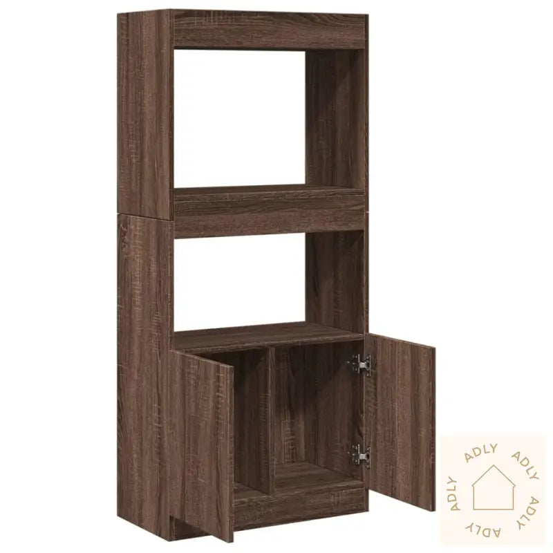 Highboard Brun Eik 63X33X140 Cm Konstruert Tre