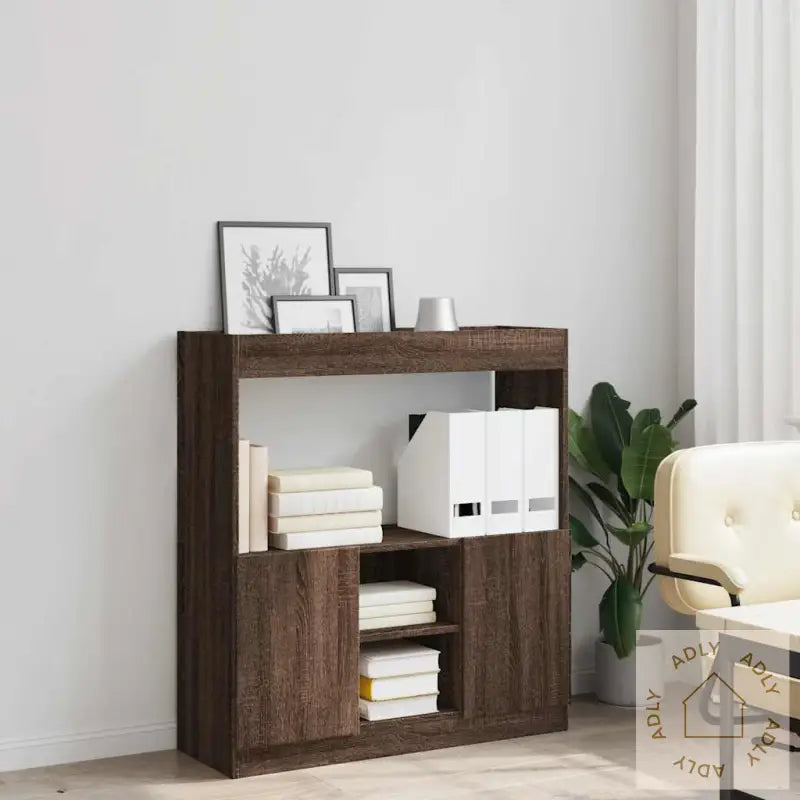 Highboard Brun Eik 92X33X100 Cm Konstruert Tre