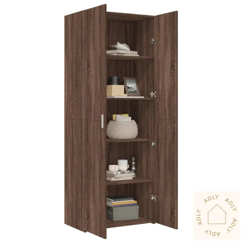 Highboard Brun Eik 70X42,5X185 Cm Konstruert Tre