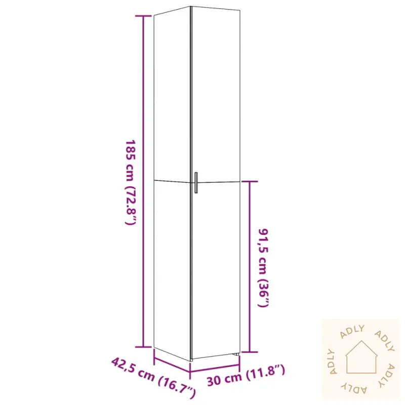 Hylle Brun Eik 30X42,5X185 Cm Konstruert Tre