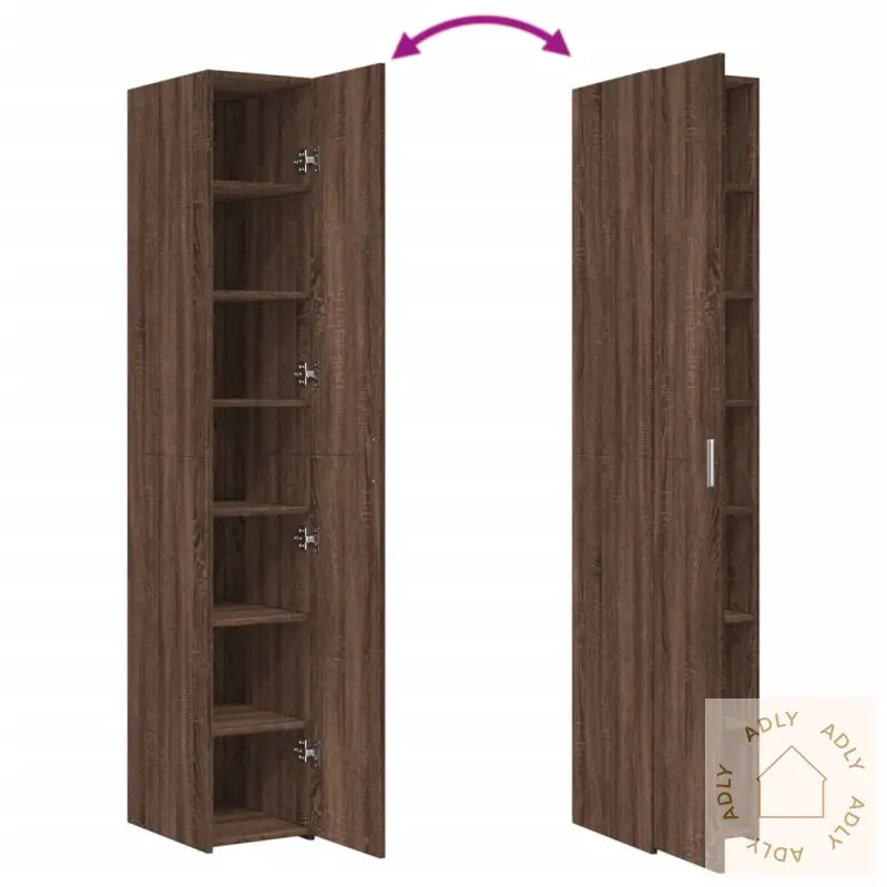 Hylle Brun Eik 30X42,5X185 Cm Konstruert Tre