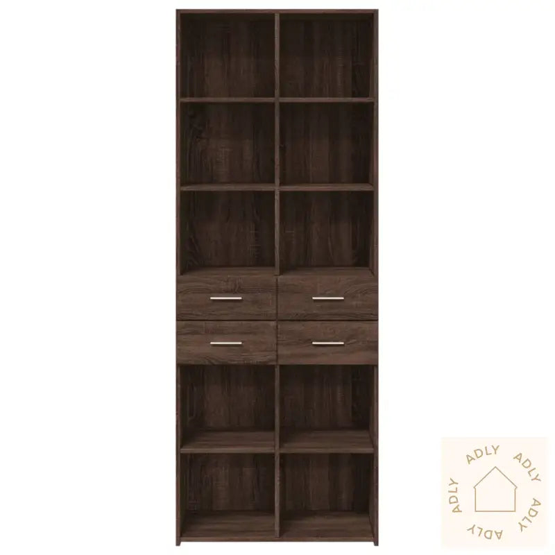 Highboard Brun Eik 70X42,5X185 Cm Konstruert Tre