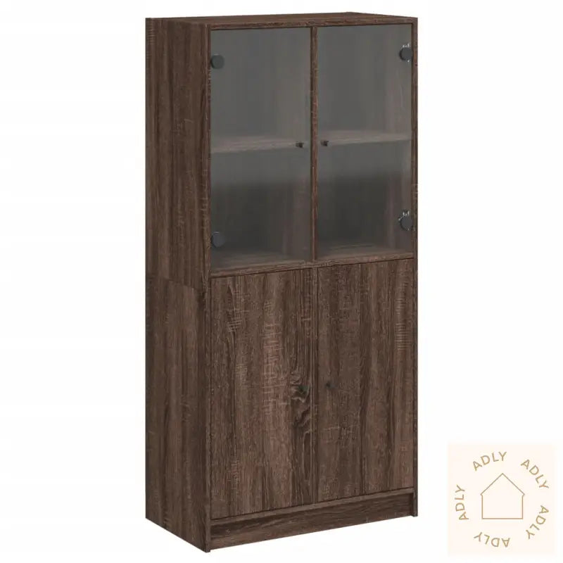 Highboard Med Dører Brun Eik 68X37X142 Cm Konstruert Tre