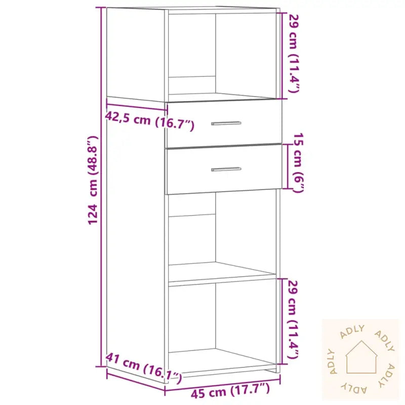 Hylle Brun Eik 45X42,5X124 Cm Konstruert Tre