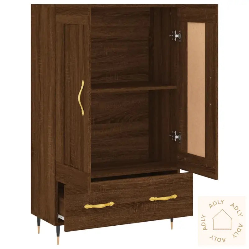 Highboard Brun Eik 69,5X31X115 Cm Konstruert Tre