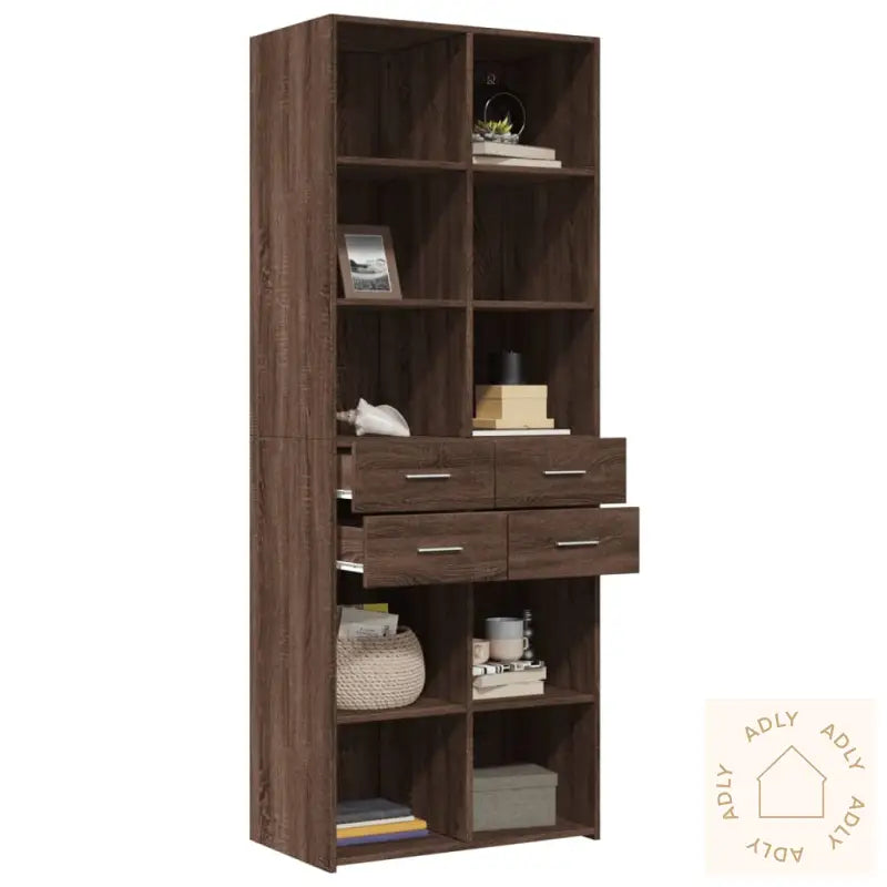 Highboard Brun Eik 70X42,5X185 Cm Konstruert Tre