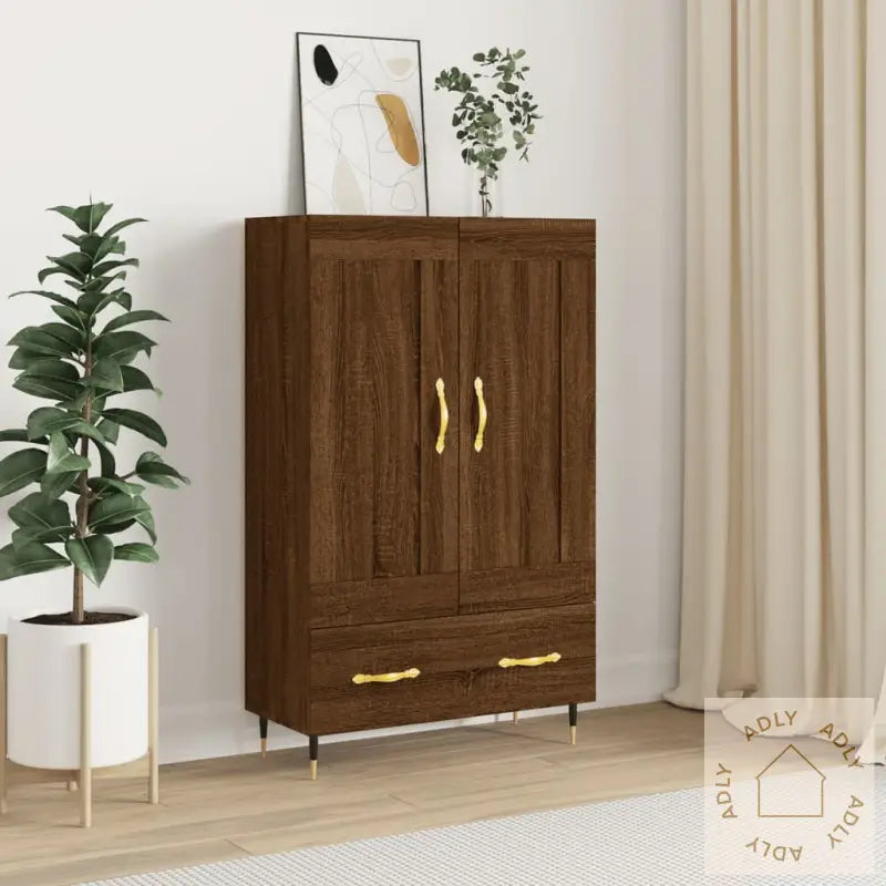 Highboard Brun Eik 69,5X31X115 Cm Konstruert Tre