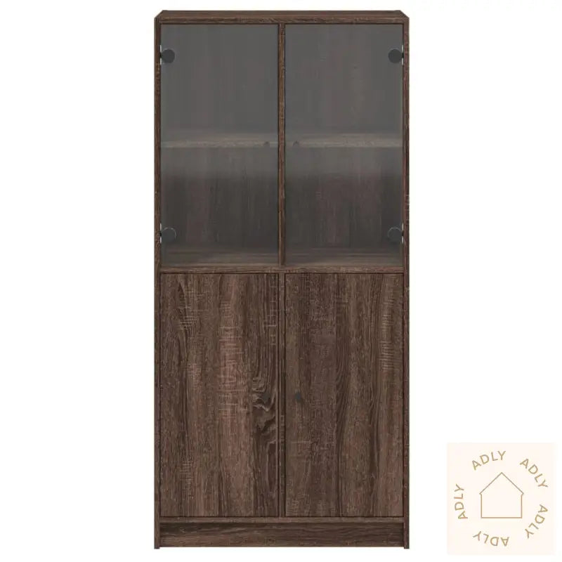 Highboard Med Dører Brun Eik 68X37X142 Cm Konstruert Tre