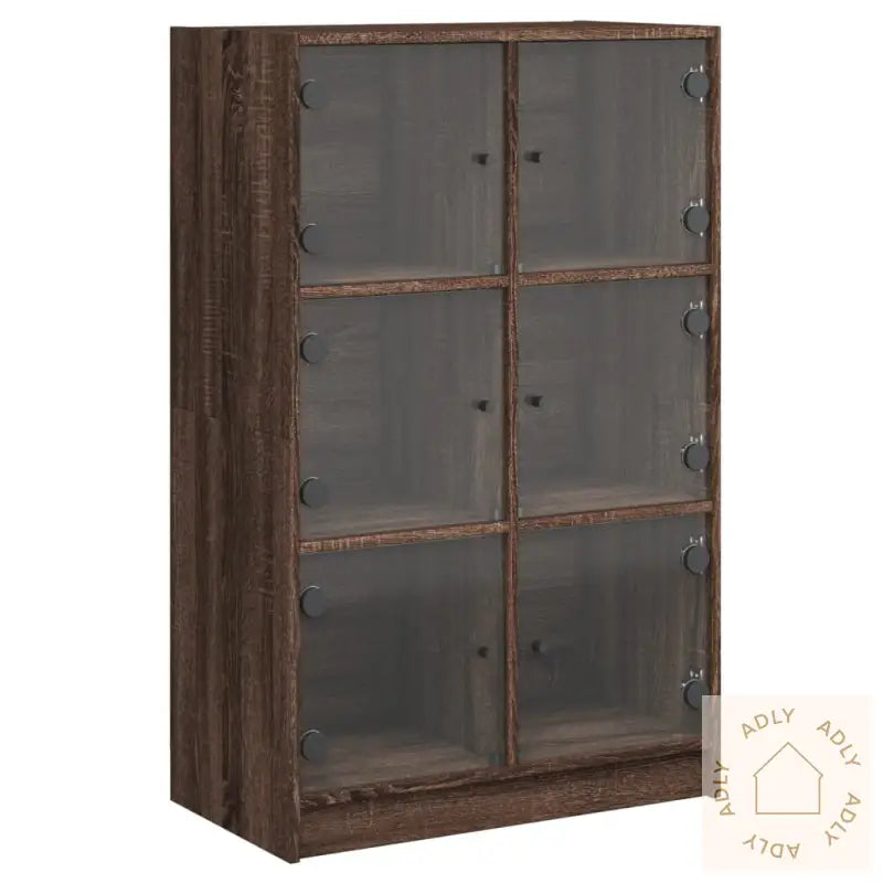 Highboard Med Dører Brun Eik 68X37X109 Cm Konstruert Tre