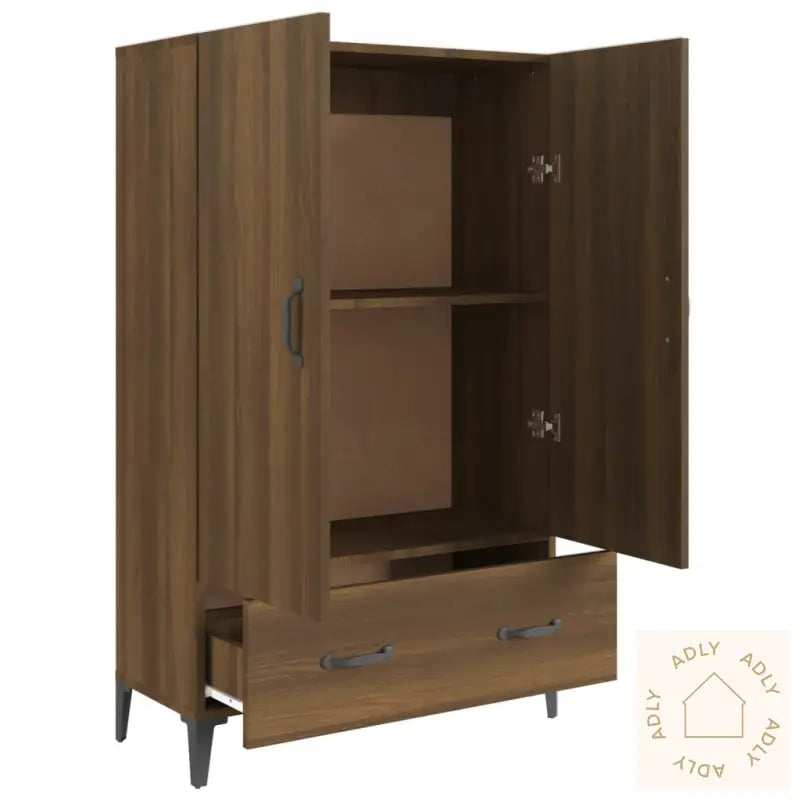 Highboard Brun Eik 70X31X115 Cm Konstruert Tre