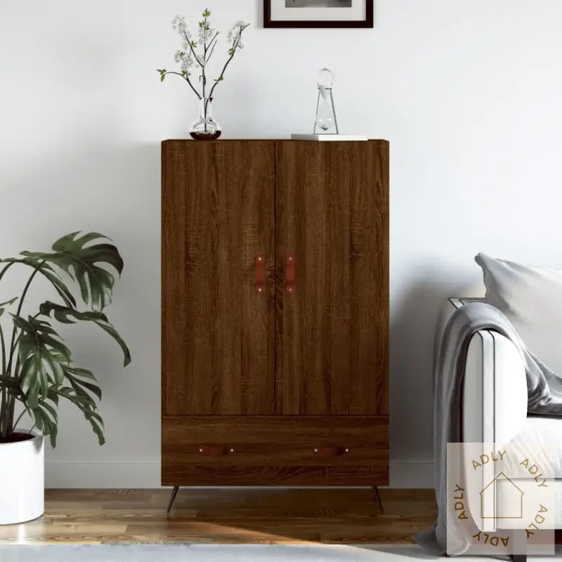 Highboard Brun Eik 69,5X31X115 Cm Konstruert Tre