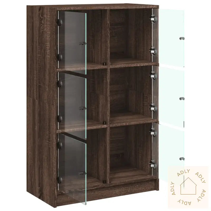 Highboard Med Dører Brun Eik 68X37X109 Cm Konstruert Tre